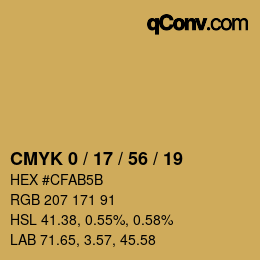 カラーコード: CMYK 0 / 17 / 56 / 19 | qconv.com