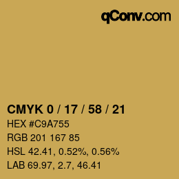 Color code: CMYK 0 / 17 / 58 / 21 | qconv.com