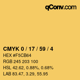 Color code: CMYK 0 / 17 / 59 / 4 | qconv.com