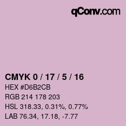 Farbcode: CMYK 0 / 17 / 5 / 16 | qconv.com