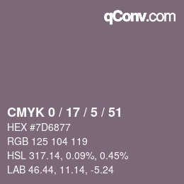 Color code: CMYK 0 / 17 / 5 / 51 | qconv.com