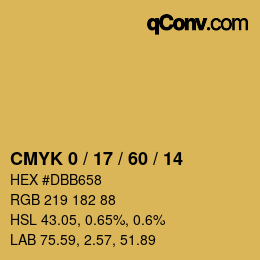カラーコード: CMYK 0 / 17 / 60 / 14 | qconv.com