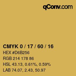 カラーコード: CMYK 0 / 17 / 60 / 16 | qconv.com