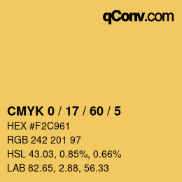 Color code: CMYK 0 / 17 / 60 / 5 | qconv.com
