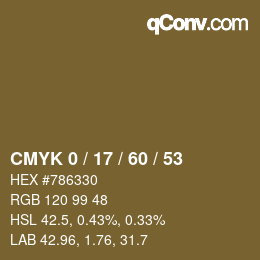 カラーコード: CMYK 0 / 17 / 60 / 53 | qconv.com