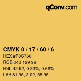 カラーコード: CMYK 0 / 17 / 60 / 6 | qconv.com