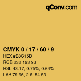 カラーコード: CMYK 0 / 17 / 60 / 9 | qconv.com