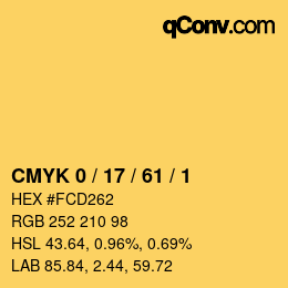Color code: CMYK 0 / 17 / 61 / 1 | qconv.com