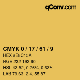 カラーコード: CMYK 0 / 17 / 61 / 9 | qconv.com