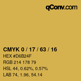 Farbcode: CMYK 0 / 17 / 63 / 16 | qconv.com