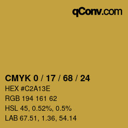 颜色代码: CMYK 0 / 17 / 68 / 24 | qconv.com