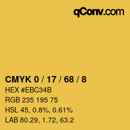 カラーコード: CMYK 0 / 17 / 68 / 8 | qconv.com