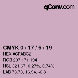 カラーコード: CMYK 0 / 17 / 6 / 19 | qconv.com