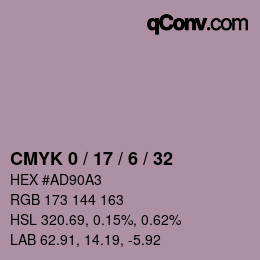 Color code: CMYK 0 / 17 / 6 / 32 | qconv.com