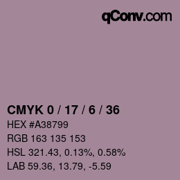 カラーコード: CMYK 0 / 17 / 6 / 36 | qconv.com