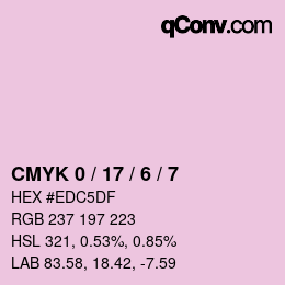 カラーコード: CMYK 0 / 17 / 6 / 7 | qconv.com