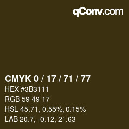 Farbcode: CMYK 0 / 17 / 71 / 77 | qconv.com