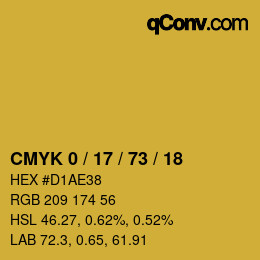 Farbcode: CMYK 0 / 17 / 73 / 18 | qconv.com