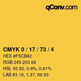Color code: CMYK 0 / 17 / 73 / 4 | qconv.com