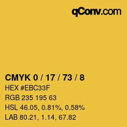 カラーコード: CMYK 0 / 17 / 73 / 8 | qconv.com