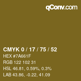 颜色代码: CMYK 0 / 17 / 75 / 52 | qconv.com