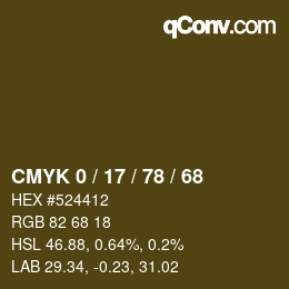 カラーコード: CMYK 0 / 17 / 78 / 68 | qconv.com