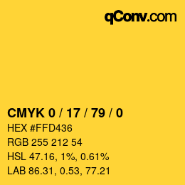 Color code: CMYK 0 / 17 / 79 / 0 | qconv.com