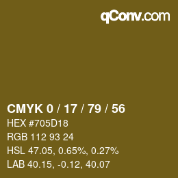 Color code: CMYK 0 / 17 / 79 / 56 | qconv.com