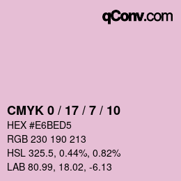 カラーコード: CMYK 0 / 17 / 7 / 10 | qconv.com