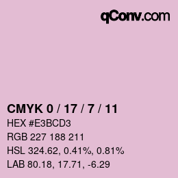 カラーコード: CMYK 0 / 17 / 7 / 11 | qconv.com