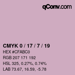 カラーコード: CMYK 0 / 17 / 7 / 19 | qconv.com