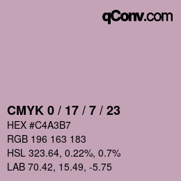 カラーコード: CMYK 0 / 17 / 7 / 23 | qconv.com