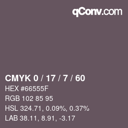 Color code: CMYK 0 / 17 / 7 / 60 | qconv.com