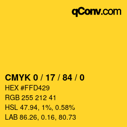 Color code: CMYK 0 / 17 / 84 / 0 | qconv.com