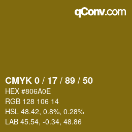 カラーコード: CMYK 0 / 17 / 89 / 50 | qconv.com