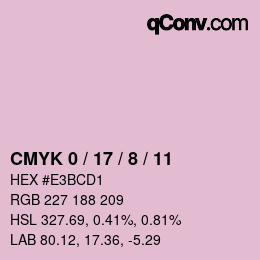 カラーコード: CMYK 0 / 17 / 8 / 11 | qconv.com
