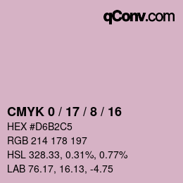 カラーコード: CMYK 0 / 17 / 8 / 16 | qconv.com
