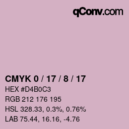 カラーコード: CMYK 0 / 17 / 8 / 17 | qconv.com