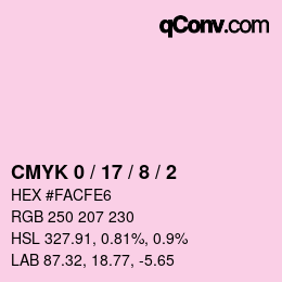 カラーコード: CMYK 0 / 17 / 8 / 2 | qconv.com