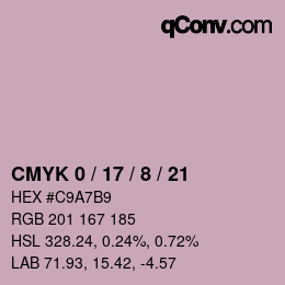 カラーコード: CMYK 0 / 17 / 8 / 21 | qconv.com