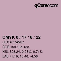 カラーコード: CMYK 0 / 17 / 8 / 22 | qconv.com