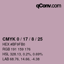 カラーコード: CMYK 0 / 17 / 8 / 25 | qconv.com