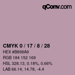 Color code: CMYK 0 / 17 / 8 / 28 | qconv.com