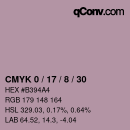 颜色代码: CMYK 0 / 17 / 8 / 30 | qconv.com