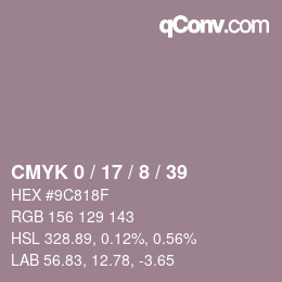 Color code: CMYK 0 / 17 / 8 / 39 | qconv.com