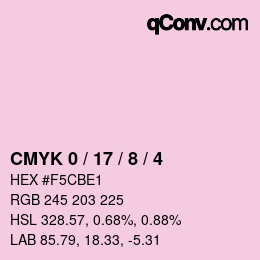 カラーコード: CMYK 0 / 17 / 8 / 4 | qconv.com