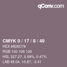 颜色代码: CMYK 0 / 17 / 8 / 49 | qconv.com