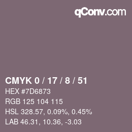 カラーコード: CMYK 0 / 17 / 8 / 51 | qconv.com