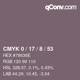 Color code: CMYK 0 / 17 / 8 / 53 | qconv.com