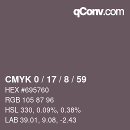 カラーコード: CMYK 0 / 17 / 8 / 59 | qconv.com